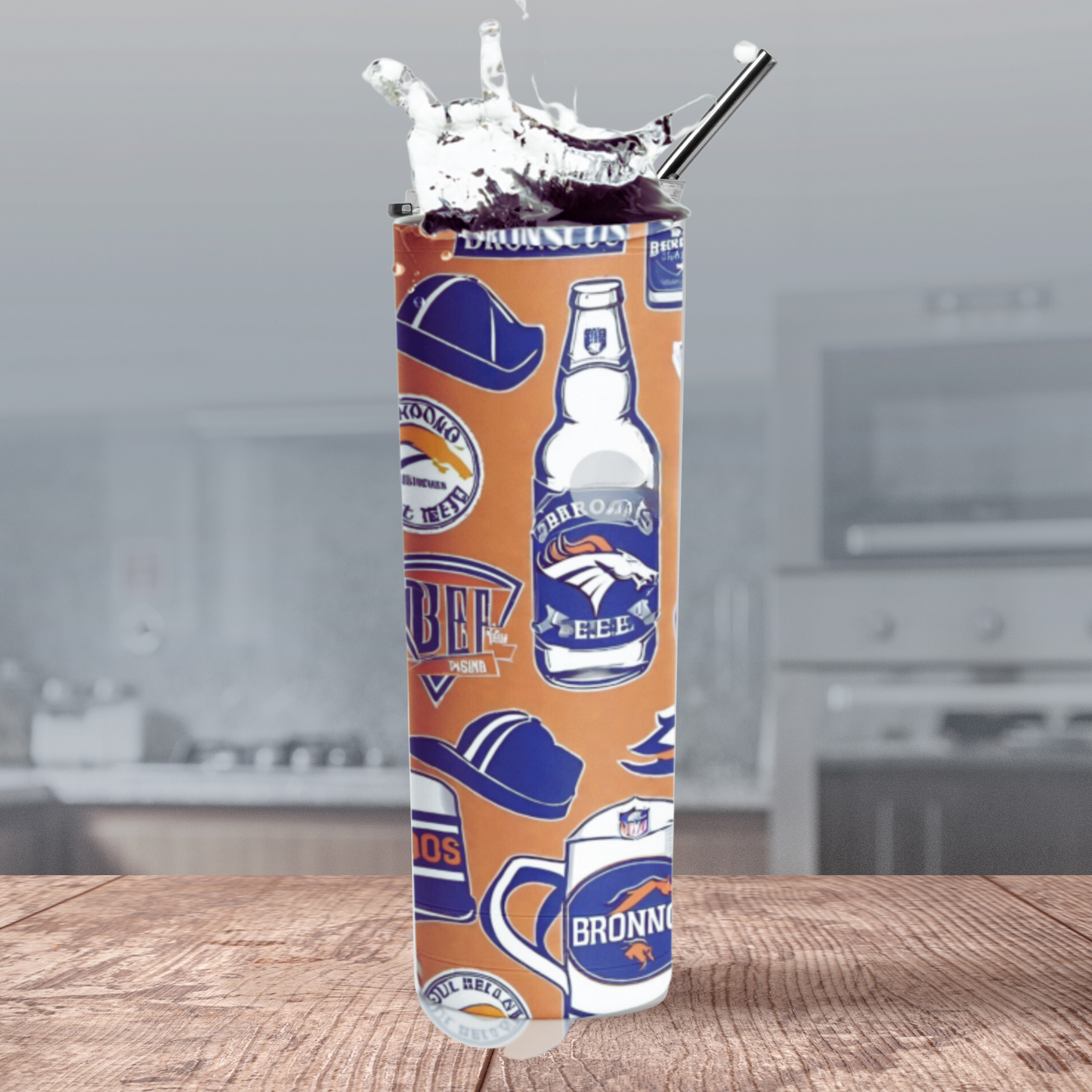 Broncos funky AI design 20 oz tumbler different options, Insulated, stainless steele,