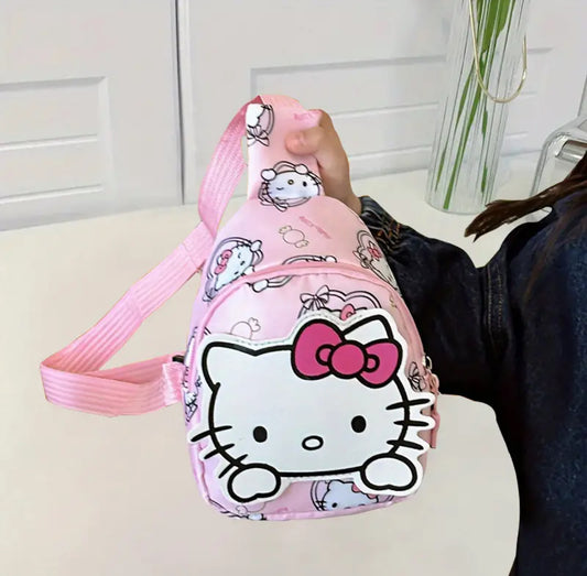 Sanrio Hello Fashion Chest Bag - Cute Anime-Themed Crossbody with Zip Closure, Durable Polyester