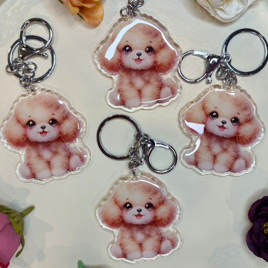 Poodle Puppy Keychain