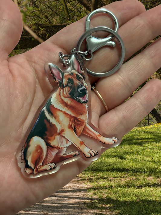 GERMAN SHORTHAIR POINTER Acrylic Dog Keychain with Epoxy Resin | Easy-Clip, Cute Dog, Hand-Drawn Design, Dog Lover Gift