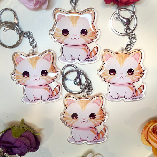 LONG HAIRED CALICO Kitten Keychain 2.5in Acrylic/Epoxy Coated
