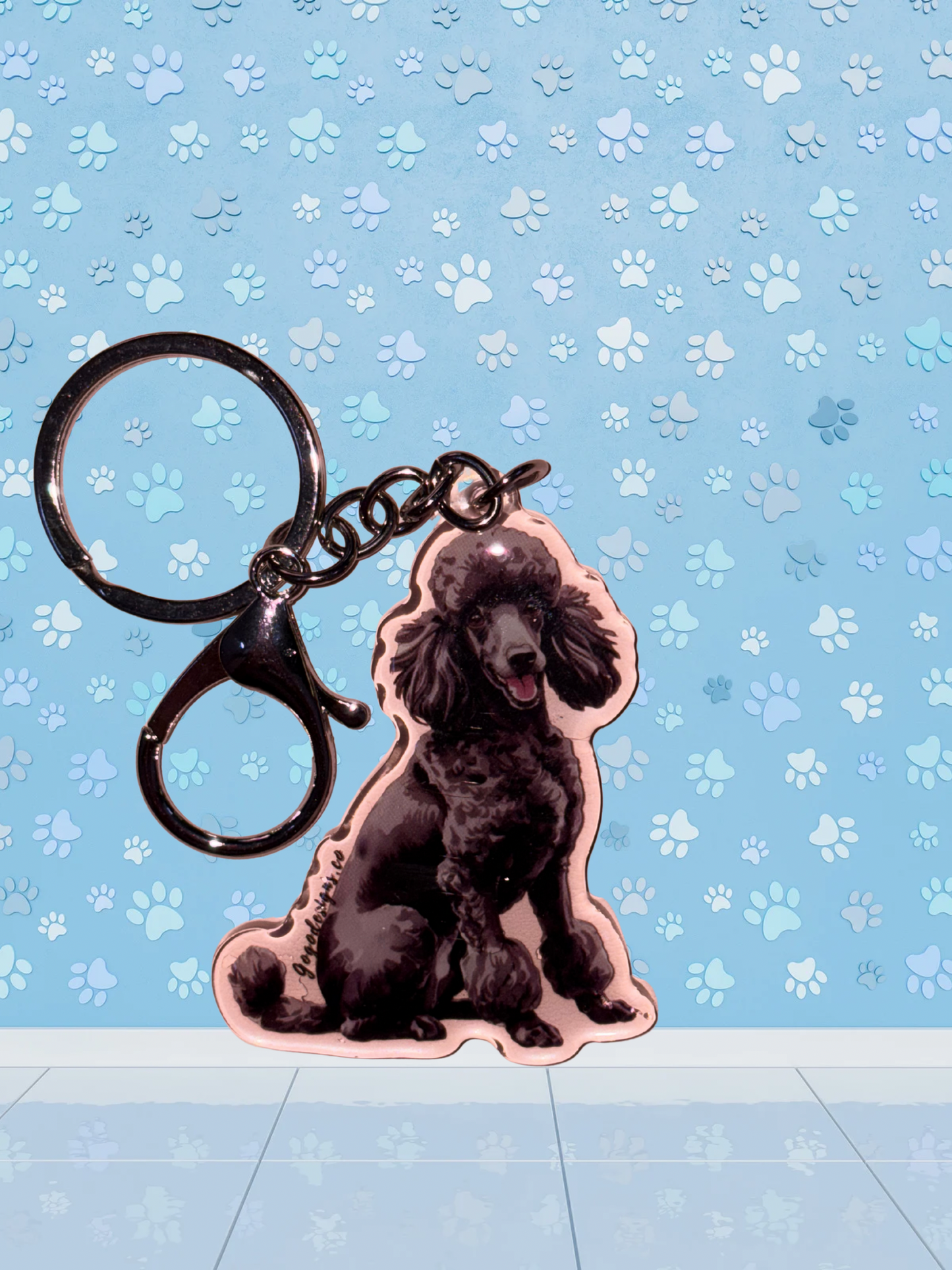 MINI POODLE [BROWN] 2.5 Acrylic Dog Keychain | Easy-Clip, Cute Dog Cartoon, Hand-Drawn Design, water- colored, Dog Lover Gift