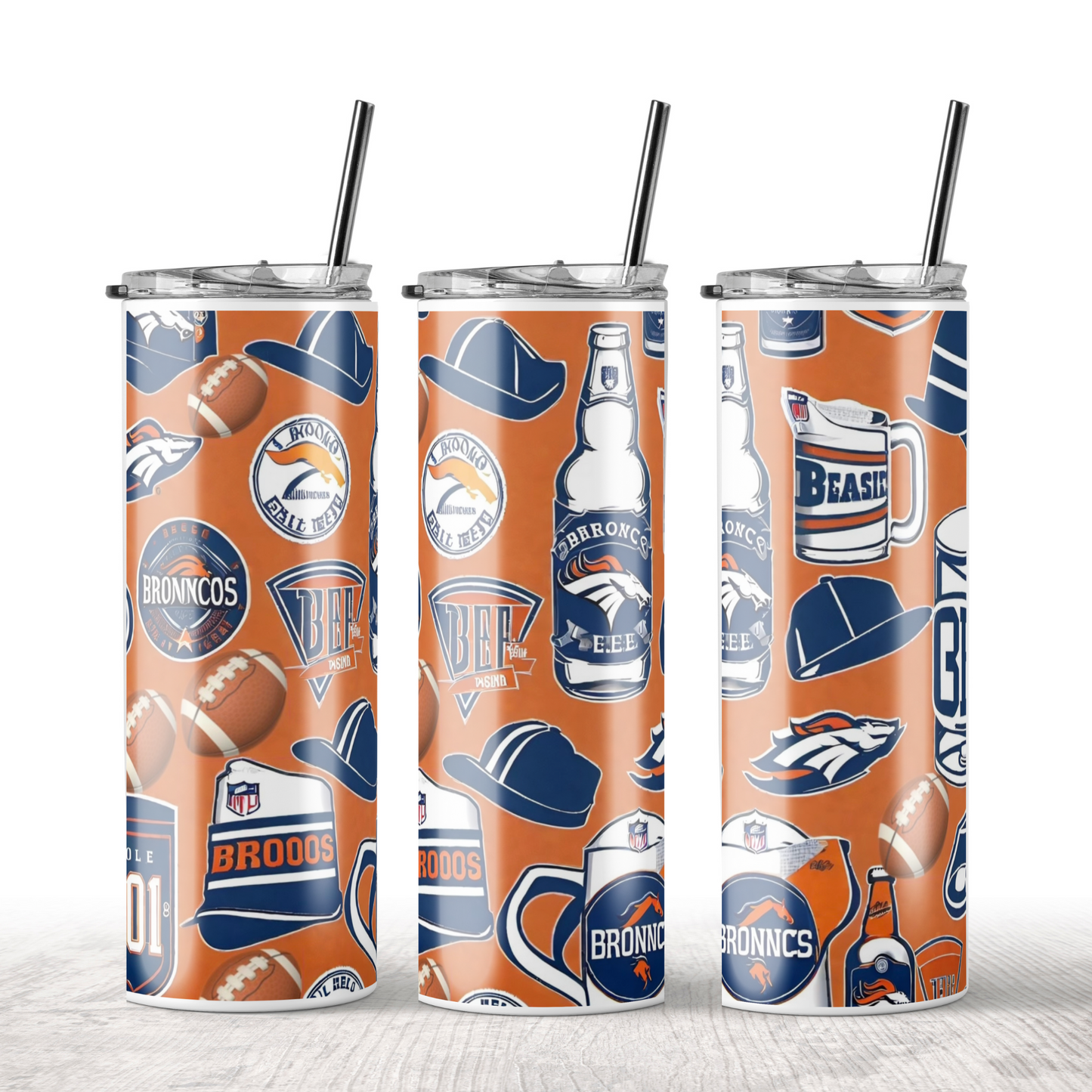 Broncos funky AI design 20 oz tumbler different options, Insulated, stainless steele,